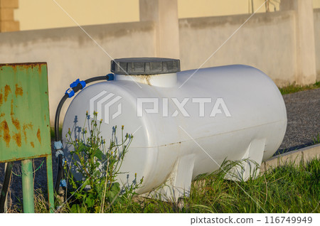 water tank in a village in winter in Cyprus 2 116749949