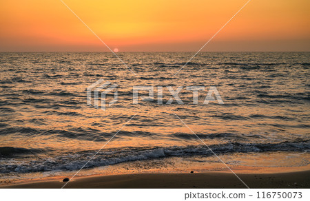 Beauty of sea nature of Mediterranean coast on warm summer evening. 116750073