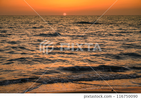 The sun setting over the Mediterranean sea The sun setting over the Mediterranean sea 116750090