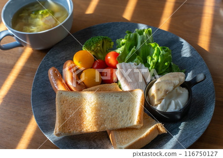 健康的吐司早餐 健康的吐司早餐 116750127