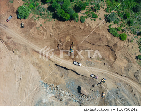 Heavy machinery car work in quarry 116750242
