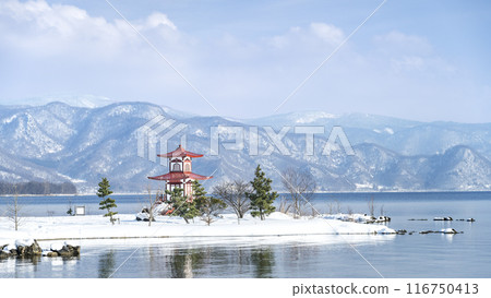 冬季浮禦洞洞爺湖 16:9 洞爺湖町 116750413