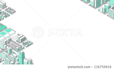 從鳥瞰角度看的三維城市景觀向量圖 116750918