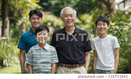 Portraits of three generations of parents and children 116751041