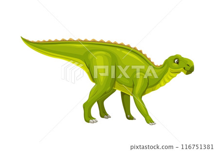 Maiasaura prehistoric dinosaur for kids cartoon Jurassic lizard toys collection, isolated vector. Maiasaura dinosaur or prehistoric dino with funny cute face for kids archeology game or education 116751381
