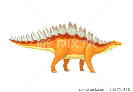 Lexovisaurus cartoon dinosaur for prehistoric dino and Jurassic lizard toy for kids, isolated vector. Funny Lexovisaurus character with cute face for children prehistoric education or dinosaurs game 116751428