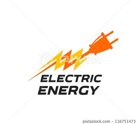 Electric energy icon featuring power plug and lightning bolt. Isolated vector emblem for electricity companies, innovation, and energy efficiency. Dynamic flash symbolizing modern electrical solutions Electric energy icon featuring power plug and lightning bolt. Isolated vector emblem for electricity companies, innovation, and energy efficiency. Dynamic flash symbolizing modern electrical solutions 116751473