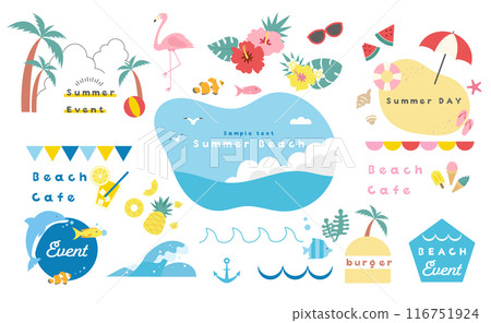 Summer decorations: Tropical illustrations 116751924