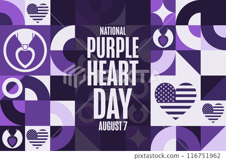 National Purple Heart Day. August 7. Holiday concept. Template for background, banner, card, poster 116751962