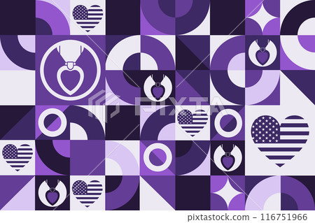 National Purple Heart Day. August 7. Seamless geometric pattern. Template for background, banner 116751966