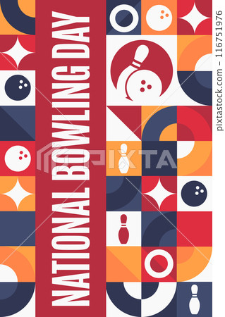 National Bowling Day. Holiday concept. Template for background, banner, card, poster with text 116751976