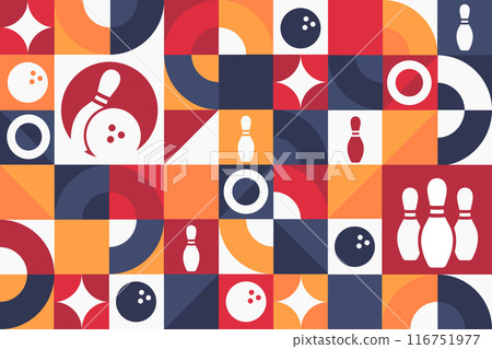 National Bowling Day. Seamless geometric pattern. Template for background, banner, card, poster 116751977