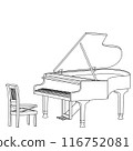 一架三角鋼琴的線描 116752081
