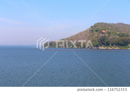 View of Ubonrat Dam during the day with sunlight and clear weather. View of Ubonrat Dam during the day with sunlight and clear weather. 116752353