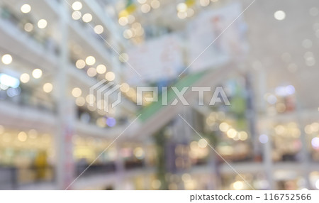 Wide Angle Abstract blur interior background or defocused shopping mall of department store. 116752566
