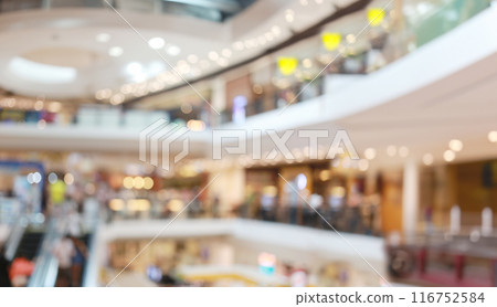 Wide Angle Abstract blur interior background or defocused shopping mall of department store. 116752584