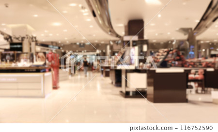 Wide Angle Abstract blur interior background or defocused shopping mall of department store. 116752590