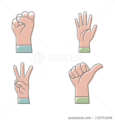 Hand Gesture Symbol Filled Line Style Vector Illustration Set Collection 116752698