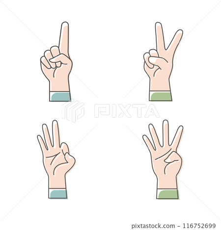 Hand Gesture Symbol Filled Line Style Vector Illustration Set Collection 116752699