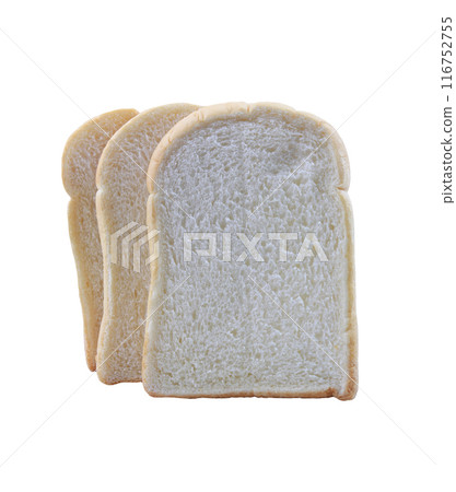 Slices of white bread stacked on top of each other. 116752755