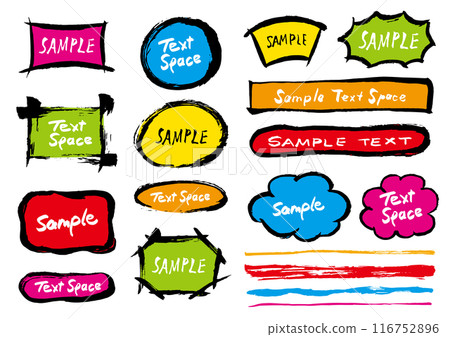 Set of lots of brightly colored rough hand-drawn frames - white background 116752896