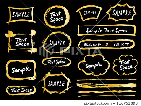 一組許多金色墨水粗糙手繪框架 116752898