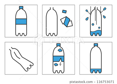 塑膠瓶回收步驟圖標 塑膠瓶回收步驟圖標 116753071