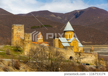 Picturesque view of Ananuri castle at Georgia 116753174