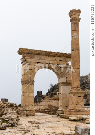 Remained honorific arched gate and Corinthian column in Sagalassos 116753225