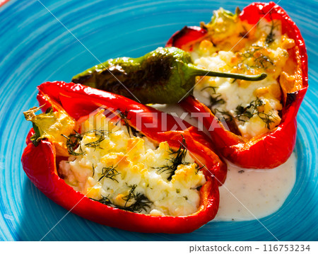 Pepper stuffed with brynza 116753234