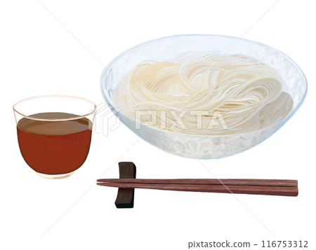 Somen noodles (with noodle soup and chopsticks) Somen noodles (with noodle soup and chopsticks) 116753312