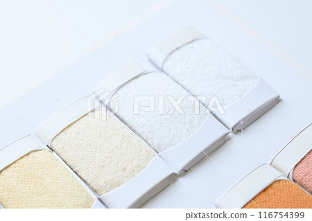 sample white color shade of colorful fabric textile of clothing industry 116754399