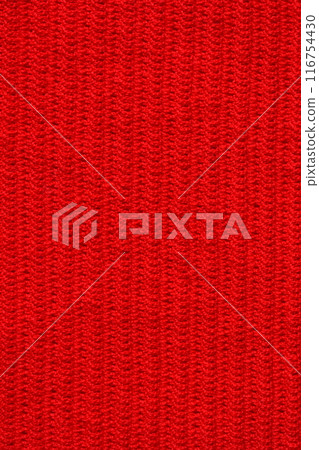 texture of red wool knitted yarn, woolen fabric background 116754430