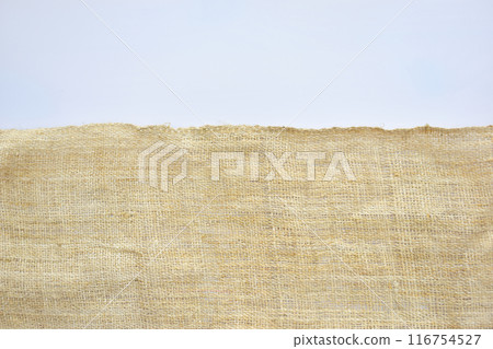 torn sackcloth isolated on white background, burlap fabric texture for design torn sackcloth isolated on white background, burlap fabric texture for design 116754527