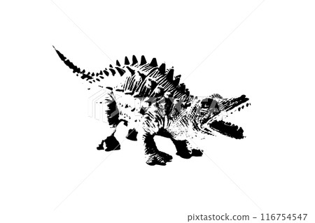 black dinosaur silhouette isolated on white background, model of dinosaurs toys 116754547