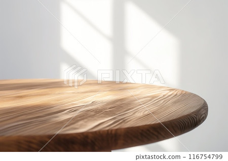 Empty wooden table for product placement isolated on white background Empty wooden table for product placement isolated on white background 116754799