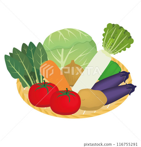 Illustration of assorted vegetables Illustration of assorted vegetables 116755291