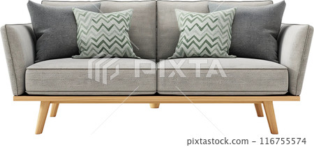 sofa with pillows on white 116755574