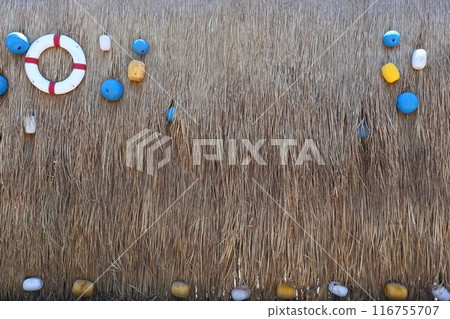 Wall made of thatch and have copy space. 116755707