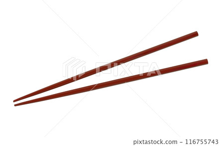 Wooden chopsticks are used as eating utensils. Wooden chopsticks are used as eating utensils. 116755743
