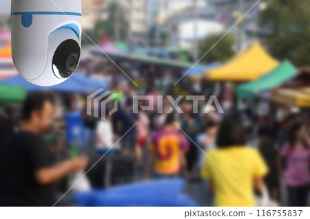 CCTV tool in outdoor market fair Equipment for security systems. 116755837