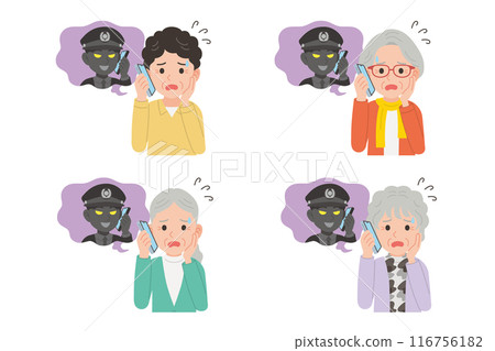 高級面部表情透過智慧型手機與騙子交談 116756182