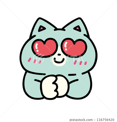 Cute cat with heart shaped eyes Cute cat with heart shaped eyes 116756420