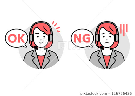 OK/NG Call center female operator icon set 116756426
