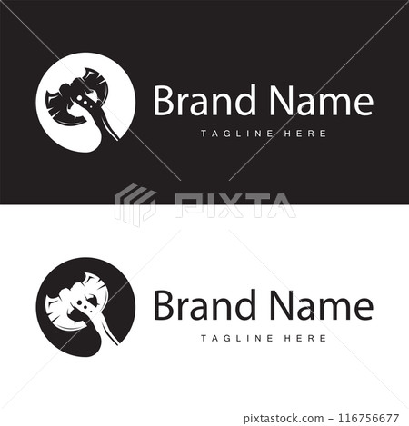 Woodcutter tool axe logo carpentry simple design silhouette illustration template 116756677