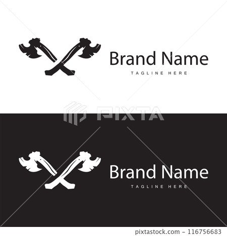 Woodcutter tool axe logo carpentry simple design silhouette illustration template 116756683