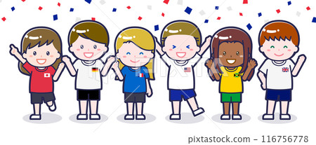 Multinational spectators enjoying watching sports 04 116756778