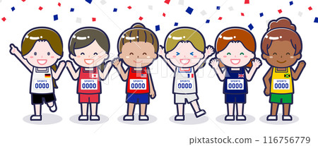 Multinational athletes participating in a sports tournament 01 Multinational athletes participating in a sports tournament 01 116756779