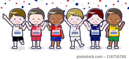 Multinational athletes participating in a sports tournament 02 Multinational athletes participating in a sports tournament 02 116756780