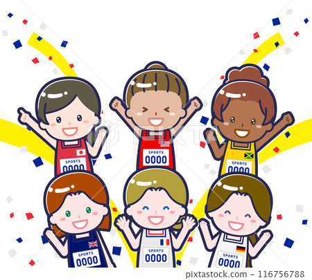 Multinational athletes participating in a sports tournament 01 116756788